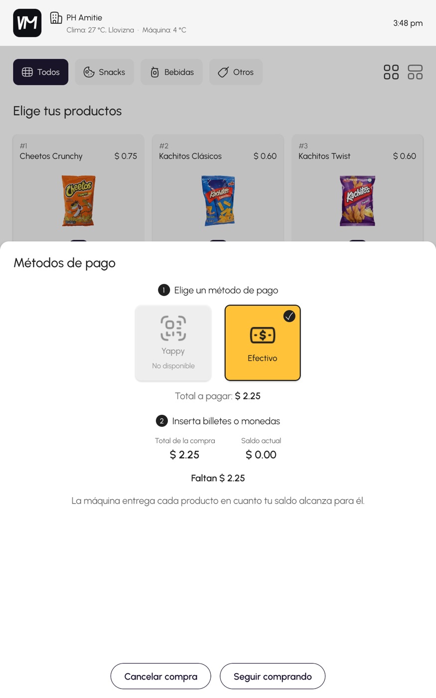 Pantalla de pago de la app MyVM